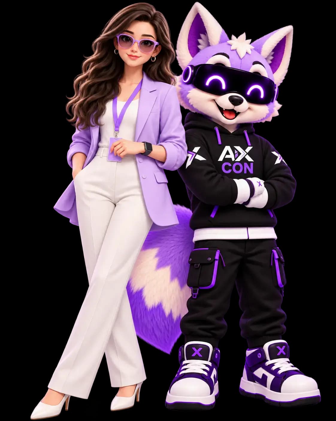 Axia and NOX the Fox standing together